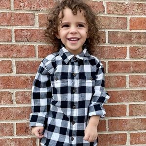 Carter’s Flannel Long Sleeve Button-down Shirt Black & White 4/5Y Unisex